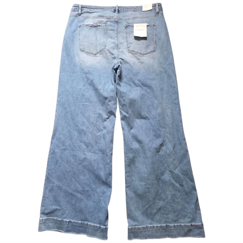 Lovervet by Vervet Adrian High Rise Wide Leg Light Wash Jeans NWT 24W - Picture 5 of 11
